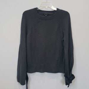 J Crew Mercantile Sweater Womens M Merino Wool Cotton Blend Ribbon Tie Wrists